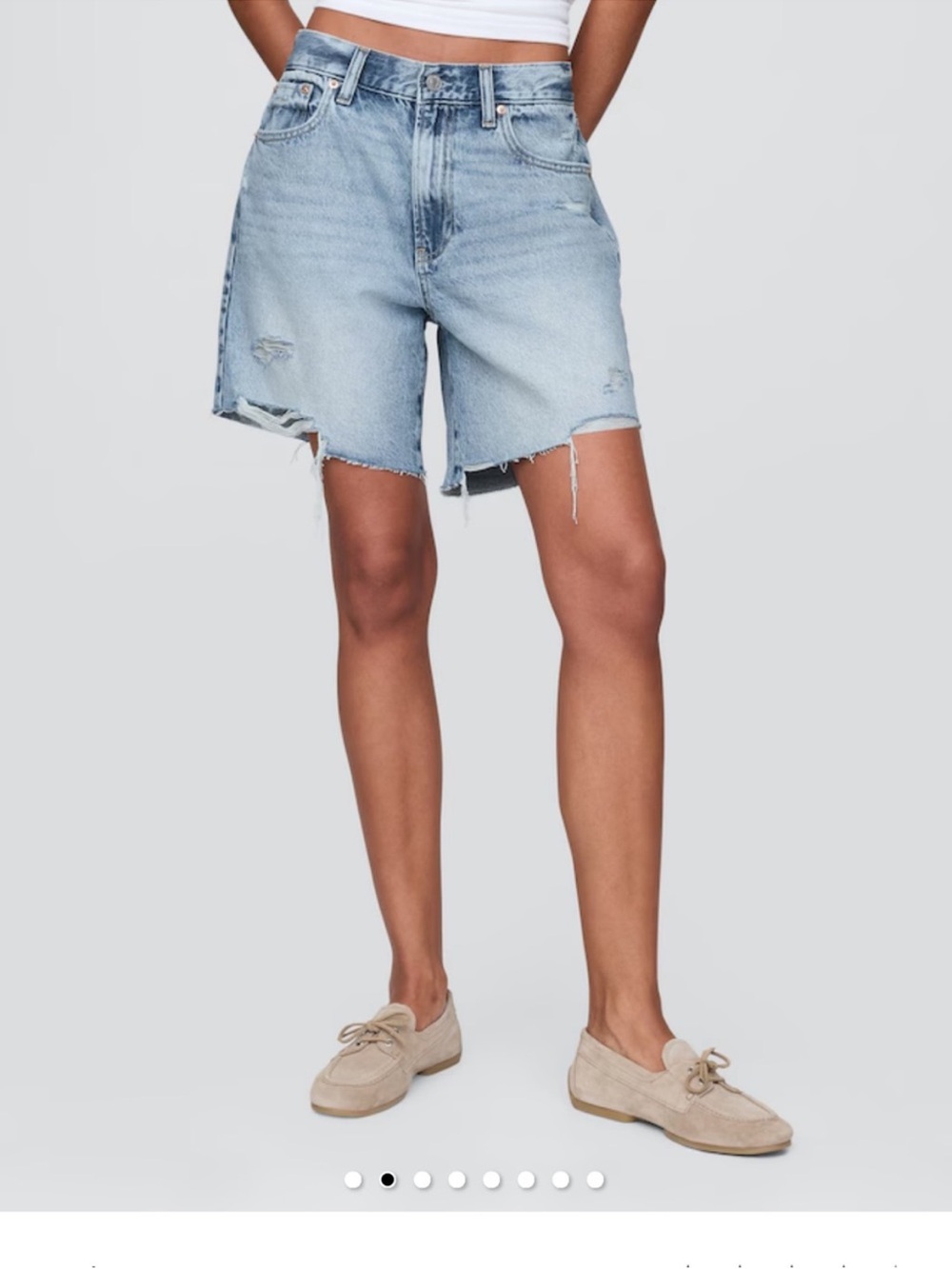 GAP Light Blue Distressed Denim Bermuda Shorts